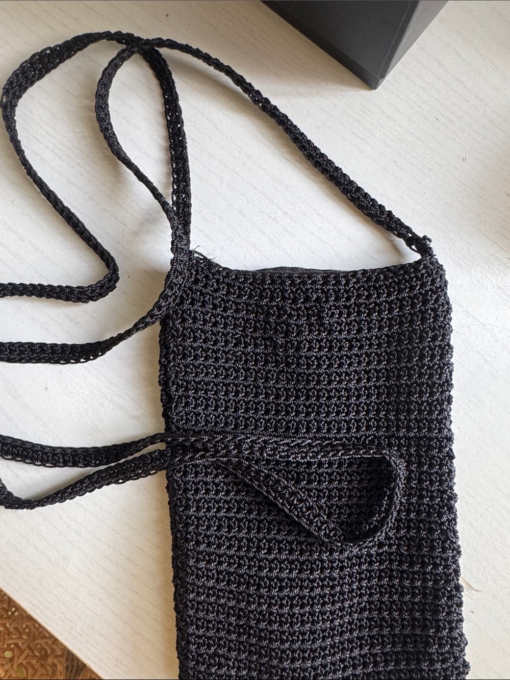 Handmade Black Crochet Crossbody Bag